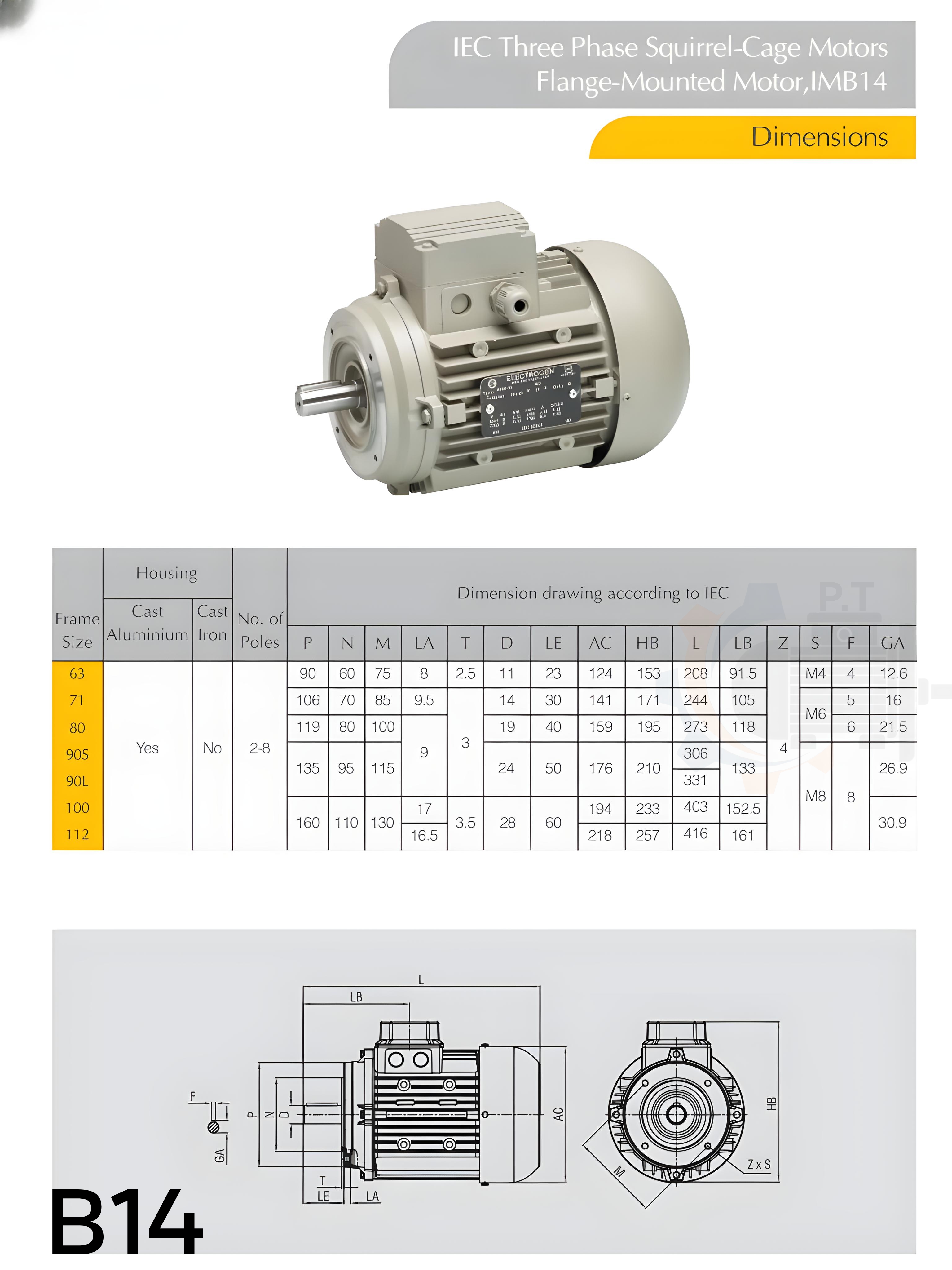 الکتروموتور الکتروژن پوسته آلومینیومی سه فاز - تصویر 2