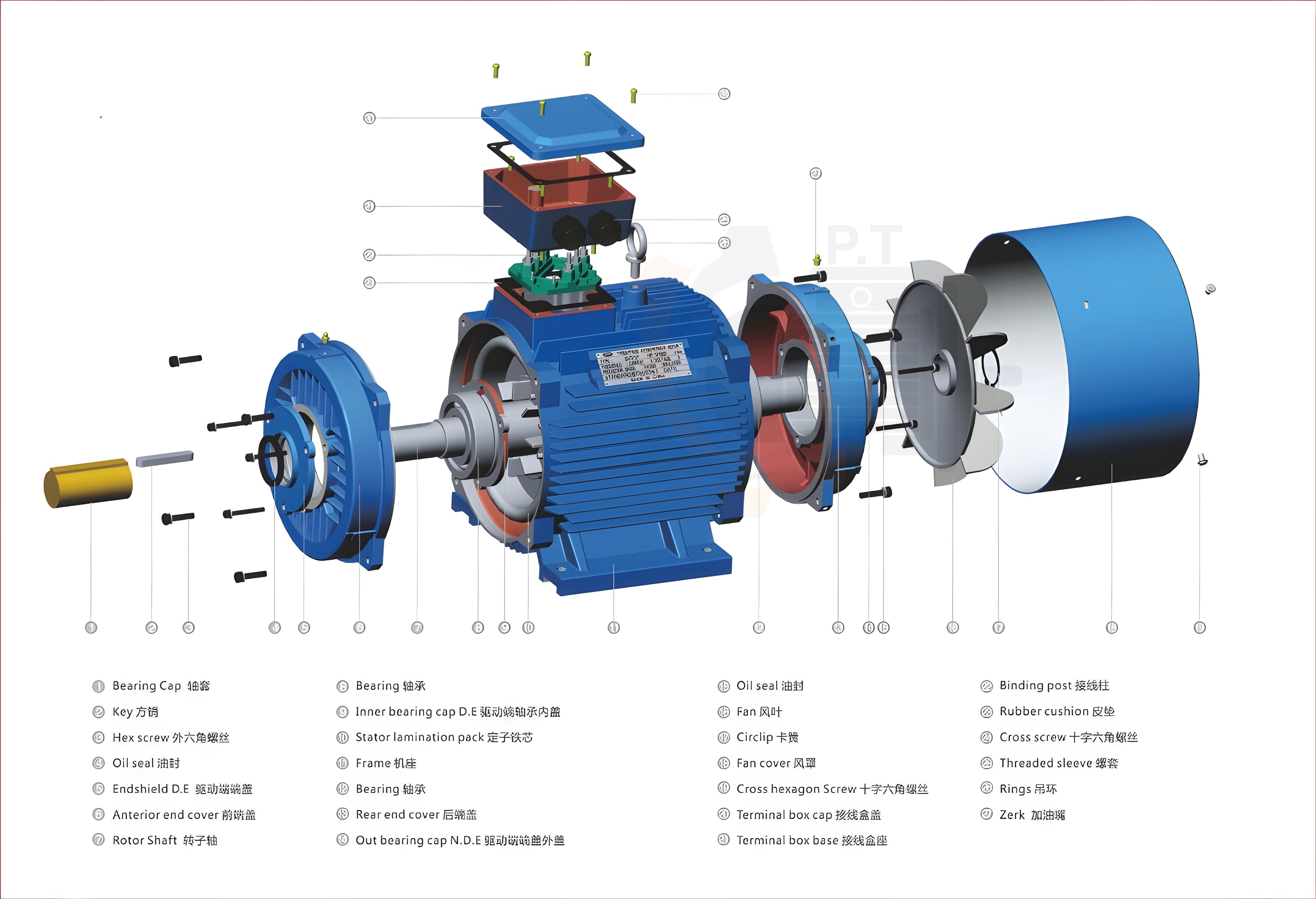 الکتروموتور ایده آل پوسته آلومینیوم سه فاز B34 - تصویر 2
